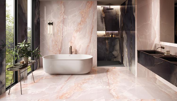 Tele di Marmo Onyx | Emilceramica Gres Porcelánico Emil Tele Di Marmo Onyx Mármol Baño Onyx Black ,onyx Pink Imagen Galería | Emilceramica