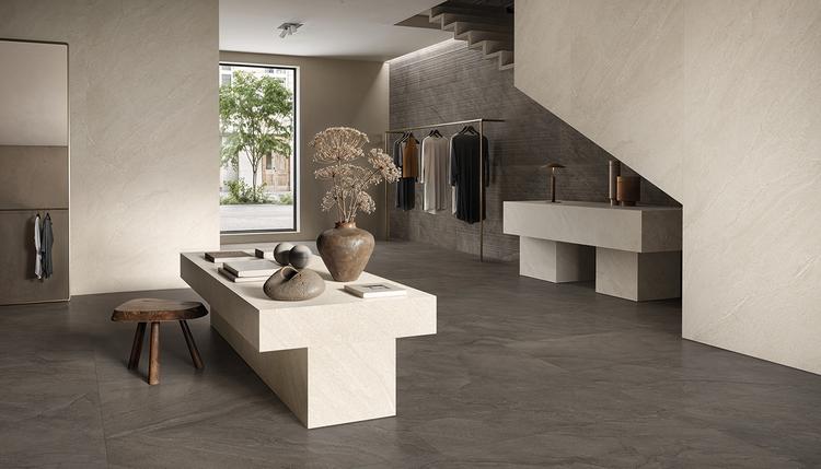 Pietra di Orosei | Emilceramica Gres Porcelánico Provenza Pietra Di Orosei Piedra Negocio Grigio Bruciato Fondo,perla Imagen Galería | Emilceramica