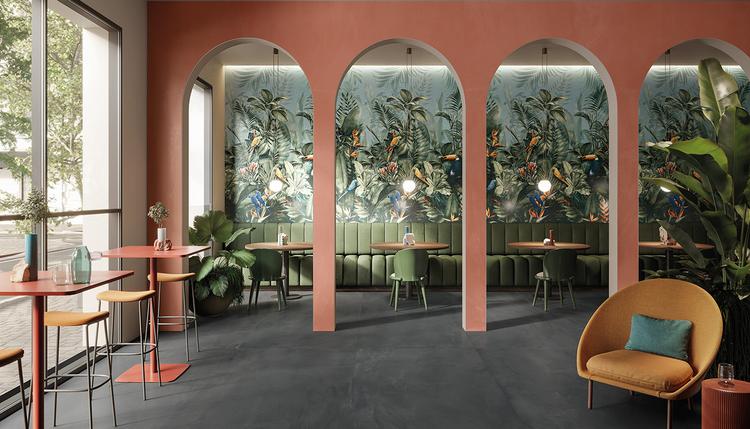Pigmento | Emilceramica Gres Porcelánico Ergon Pigmento Cemento,resina Restaurante Antracite ,amaranto Imagen Galería | Emilceramica