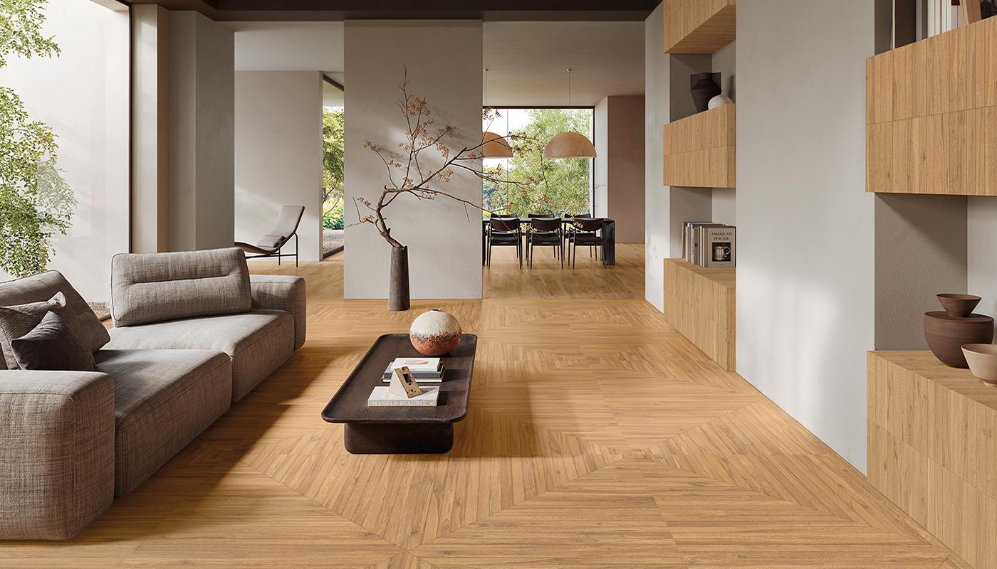 Gres Porcelánico Emil Playwood Madera,ladrillo Sala De Estar Intense Oak Playtangram Imagen Galería | Emilceramica Gres Porcelánico Emil Playwood Madera,ladrillo Sala De Estar Intense Oak Playtangram Imagen Galería | Emilceramica