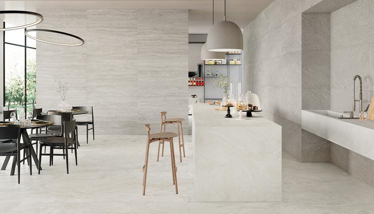 Unique Travertine | Emilceramica Gres Porcelánico Provenza Unique Travertine Piedra Silver Vein Cut,white Minimal,silver Ruled Imagen Galería | Emilceramica